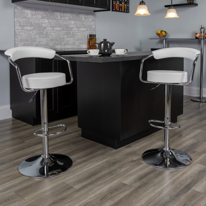 BLNK - Cruz Vinyl Adjustable Height Bar Stool with Arms and Chrome Base