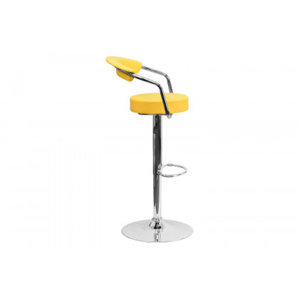 BLNK Cruz Vinyl Adjustable Height Bar Stool with Arms and Chrome Base - Yellow