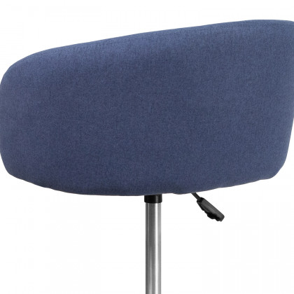 BLNK Luis Fabric Adjustable Height Bar Stool with Barrel Back and Chrome Base - Blue