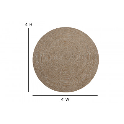 BLNK - Kelsey Round Braided Design Natural Jute and Polyester Blend Indoor Area Rug
