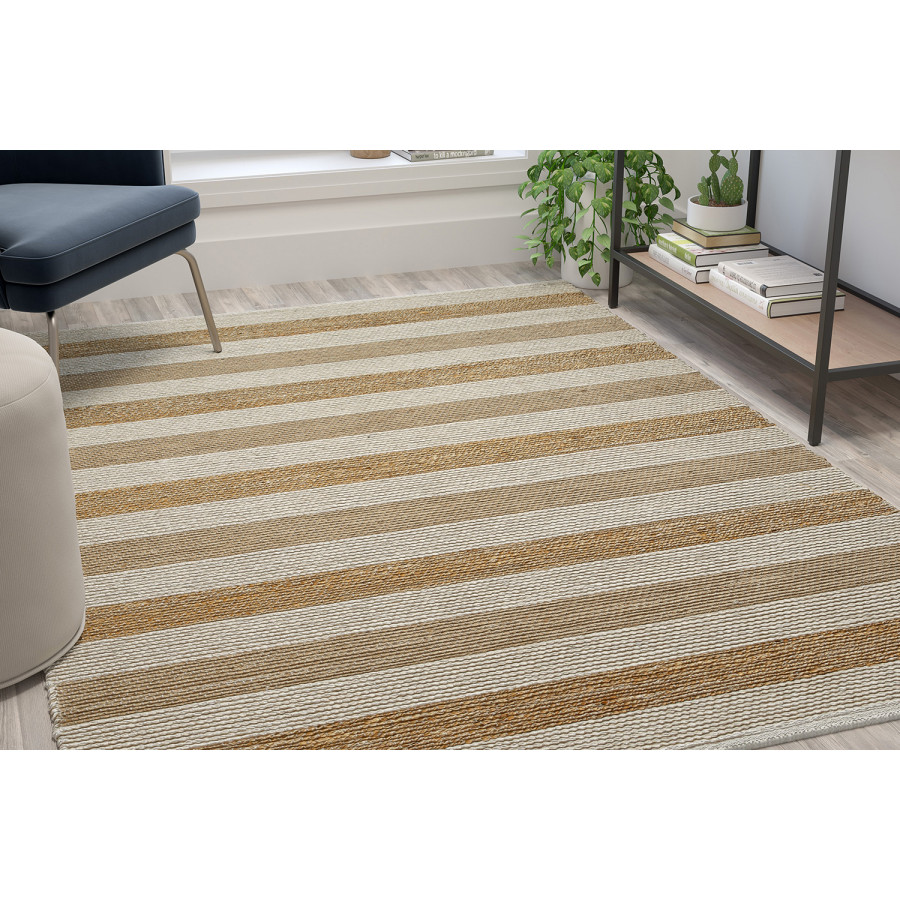 BLNK - Mariah Hand Woven Striped Jute Blend Area Rug in Natural Tones
