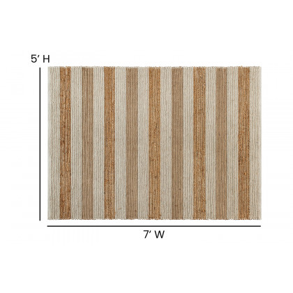 BLNK - Mariah Hand Woven Striped Jute Blend Area Rug in Natural Tones