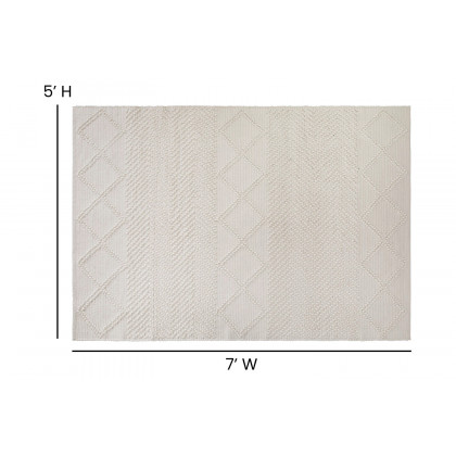 BLNK Melissa Geometric Hand Woven Area Rug - Ivory/White, 5'W x 7'L
