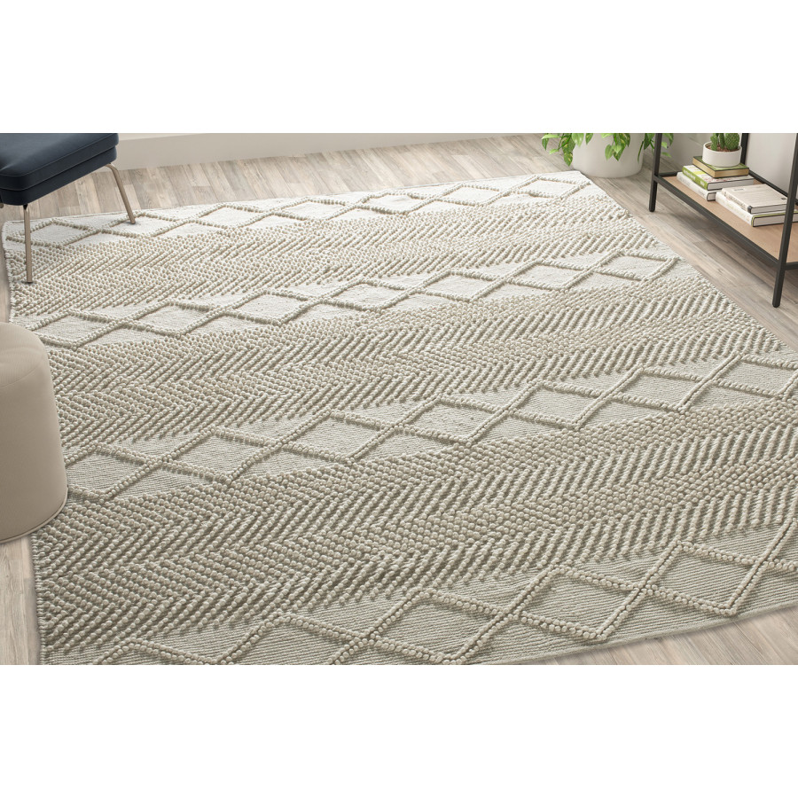 BLNK Melissa Geometric Hand Woven Area Rug - Ivory/White, 8'W x 10'L