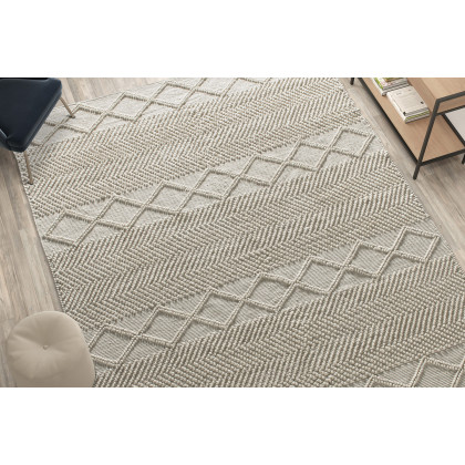 BLNK Melissa Geometric Hand Woven Area Rug - Ivory/White, 8'W x 10'L