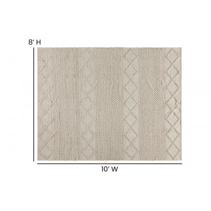 BLNK Melissa Geometric Hand Woven Area Rug - Ivory/White, 8'W x 10'L