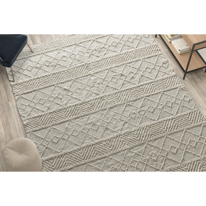 BLNK Melissa Geometric Hand Woven Area Rug - Ivory, 8'W x 10'L