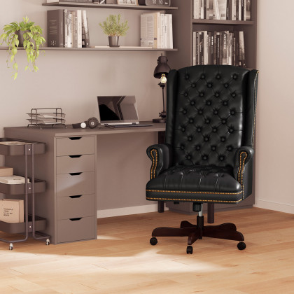 BLNK - Turner LeatherSoft High-Back Traditional Fully Tufted Executive Swivel Ergonomic Office Chair with Arms