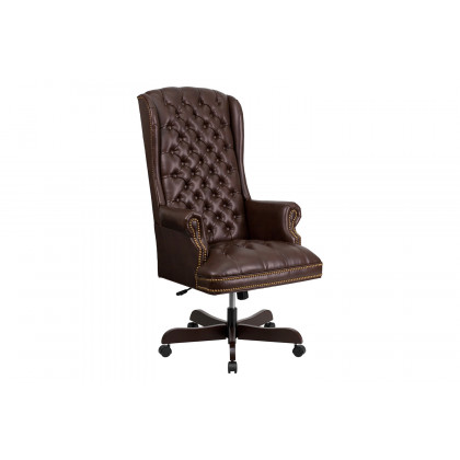 BLNK - Turner LeatherSoft High-Back Traditional Fully Tufted Executive Swivel Ergonomic Office Chair with Arms