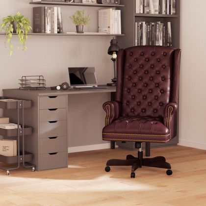 BLNK - Turner LeatherSoft High-Back Traditional Fully Tufted Executive Swivel Ergonomic Office Chair with Arms