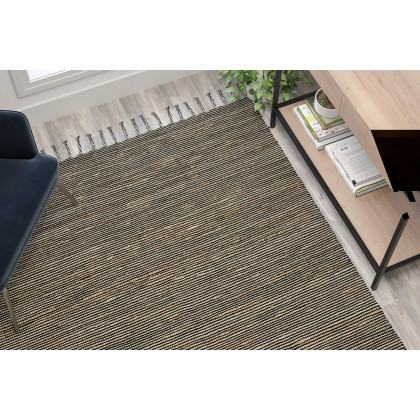 BLNK - Doris Hand Woven Jute and Cotton Blend Area Rug with Braided Tassels in Black and Jute