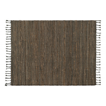 BLNK - Doris Hand Woven Jute and Cotton Blend Area Rug with Braided Tassels in Black and Jute