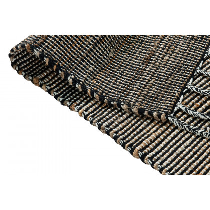 BLNK - Doris Hand Woven Jute and Cotton Blend Area Rug with Braided Tassels in Black and Jute