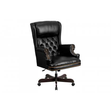 BLNK - Ainslie LeatherSoft High-Back Traditional Tufted Executive Ergonomic Office Chair with Oversized Headrest and Nail Trim Arms