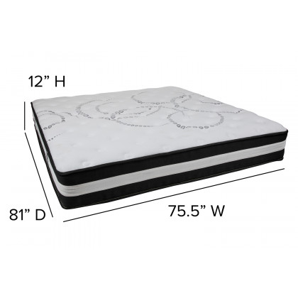 BLNK Capri Comfortable Sleep 12" Foam Pocket Spring Mattress and 2" Gel Memory Foam Topper Bundle - King Size