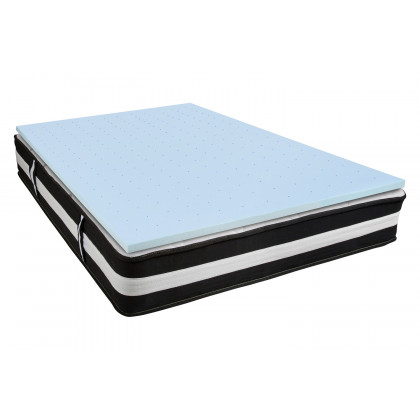 BLNK Capri Comfortable Sleep 12" Foam Pocket Spring Mattress and 2" Gel Memory Foam Topper Bundle - Queen Size