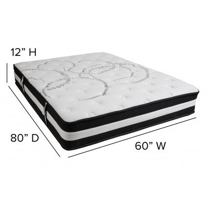 BLNK Capri Comfortable Sleep 12" Foam Pocket Spring Mattress and 2" Gel Memory Foam Topper Bundle - Queen Size