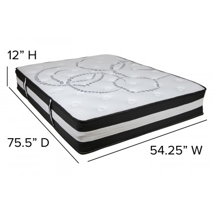BLNK Capri Comfortable Sleep 12" Foam Pocket Spring Mattress and 3" Gel Memory Foam Topper Bundle - Full Size