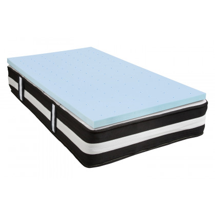 BLNK Capri Comfortable Sleep 12" Foam Pocket Spring Mattress and 3" Gel Memory Foam Topper Bundle - Twin Size