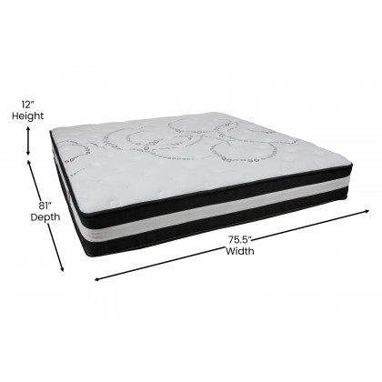 BLNK Capri Comfortable Sleep 12" Hybrid Pocket Spring Mattress - King Size