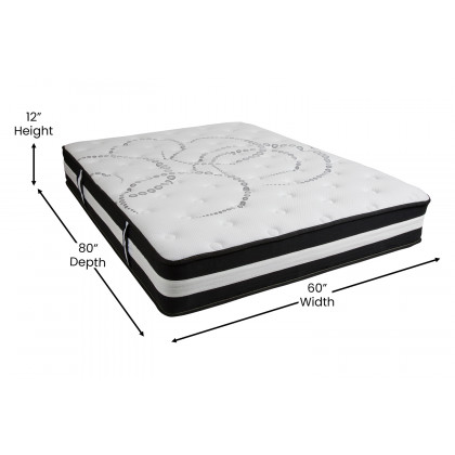 BLNK Capri Comfortable Sleep 12" Hybrid Pocket Spring Mattress - Queen Size