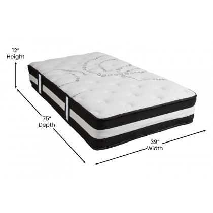 BLNK Capri Comfortable Sleep 12" Hybrid Pocket Spring Mattress - Twin Size