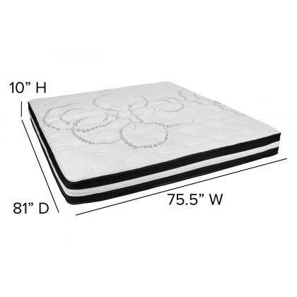 BLNK Capri Comfortable Sleep 10" Foam Pocket Spring Mattress and 3" Gel Memory Foam Topper Bundle - King Size
