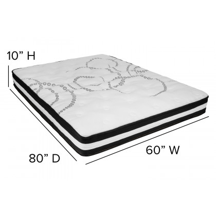 BLNK Capri Comfortable Sleep 10" Foam Pocket Spring Mattress and 3" Gel Memory Foam Topper Bundle - Queen Size