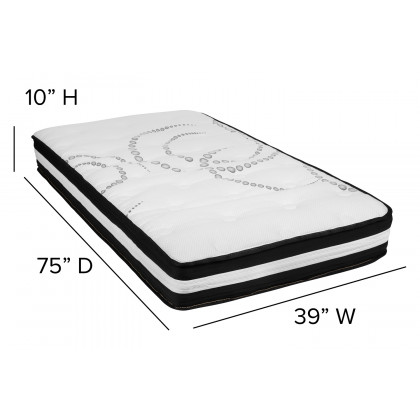 BLNK Capri Comfortable Sleep 10" Foam Pocket Spring Mattress and 3" Gel Memory Foam Topper Bundle - Twin Size
