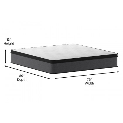 BLNK Capri Comfortable Sleep Euro Pillow Top 13" Hybrid Pocket Spring Mattress - King Size