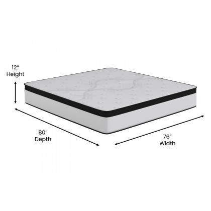 BLNK Capri Comfortable Sleep Firm 12" Hybrid Pocket Spring Mattress - King Size