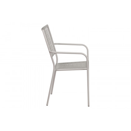 BLNK Oia Commercial Steel Indoor-Outdoor Patio Arm Chair with Square Back - Light Gray