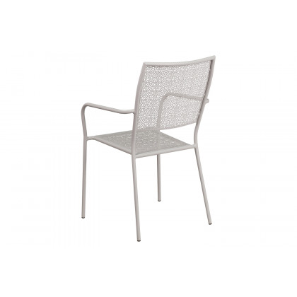 BLNK Oia Commercial Steel Indoor-Outdoor Patio Arm Chair with Square Back - Light Gray