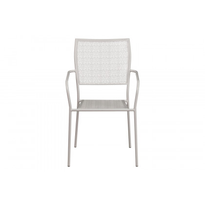 BLNK Oia Commercial Steel Indoor-Outdoor Patio Arm Chair with Square Back - Light Gray
