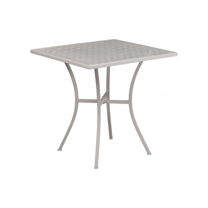 BLNK Oia Commercial Square Steel Indoor-Outdoor Patio Table Set with 4 Square Back Chairs - Light Gray, 28"W