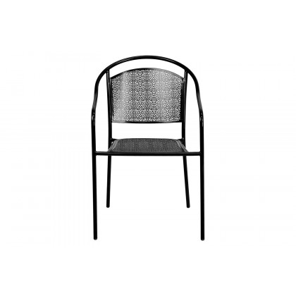 BLNK Oia Commercial Steel Indoor-Outdoor Patio Arm Chair with Round Back - Black