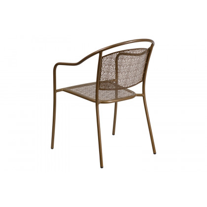 BLNK Oia Commercial Steel Indoor-Outdoor Patio Arm Chair with Round Back - Gold