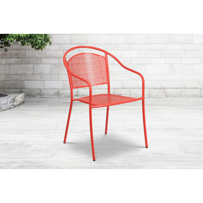 BLNK - Oia Commercial Steel Indoor-Outdoor Patio Arm Chair with Round Back