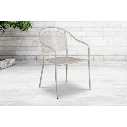 BLNK - Oia Commercial Steel Indoor-Outdoor Patio Arm Chair with Round Back