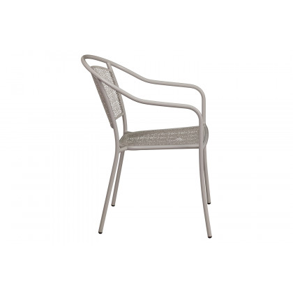 BLNK Oia Commercial Steel Indoor-Outdoor Patio Arm Chair with Round Back - Light Gray