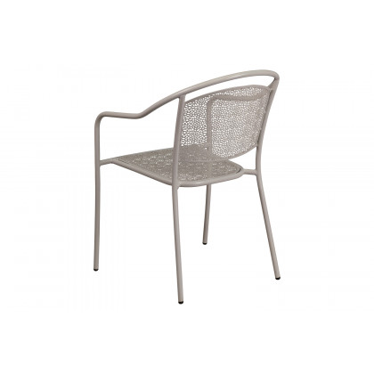BLNK Oia Commercial Steel Indoor-Outdoor Patio Arm Chair with Round Back - Light Gray
