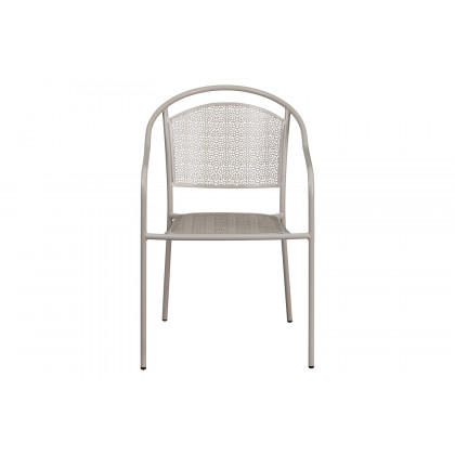 BLNK Oia Commercial Steel Indoor-Outdoor Patio Arm Chair with Round Back - Light Gray