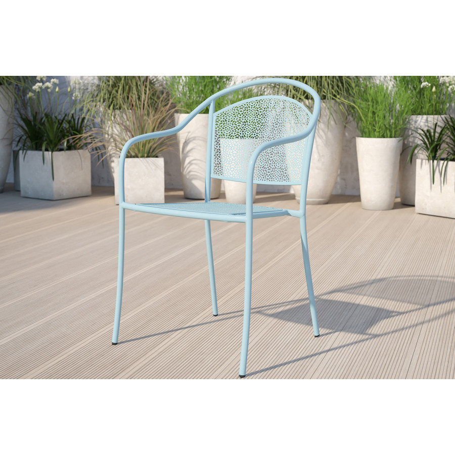 BLNK - Oia Commercial Steel Indoor-Outdoor Patio Arm Chair with Round Back