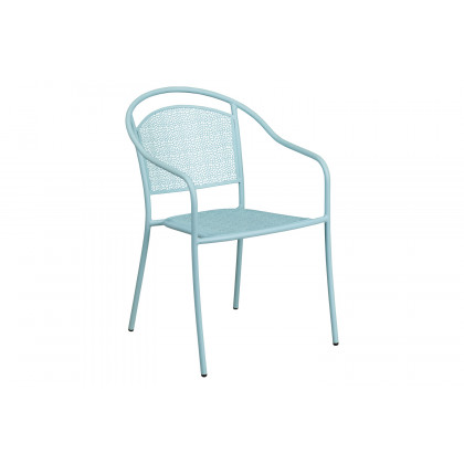 BLNK - Oia Commercial Steel Indoor-Outdoor Patio Arm Chair with Round Back