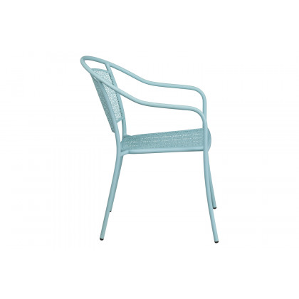 BLNK Oia Commercial Steel Indoor-Outdoor Patio Arm Chair with Round Back - Sky Blue