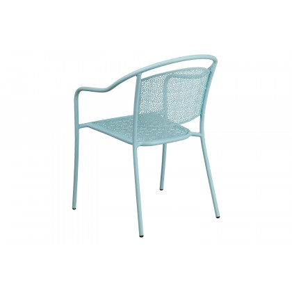 BLNK Oia Commercial Steel Indoor-Outdoor Patio Arm Chair with Round Back - Sky Blue