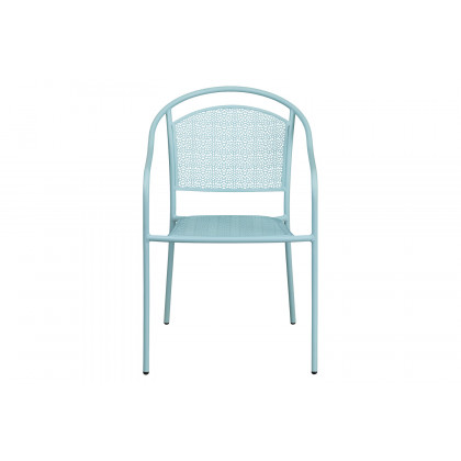BLNK Oia Commercial Steel Indoor-Outdoor Patio Arm Chair with Round Back - Sky Blue