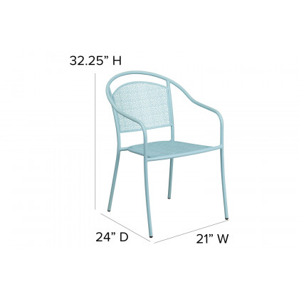 BLNK Oia Commercial Steel Indoor-Outdoor Patio Arm Chair with Round Back - Sky Blue