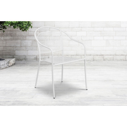 BLNK - Oia Commercial Steel Indoor-Outdoor Patio Arm Chair with Round Back