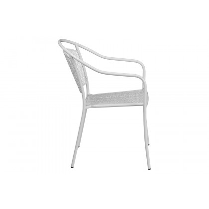 BLNK Oia Commercial Steel Indoor-Outdoor Patio Arm Chair with Round Back - White